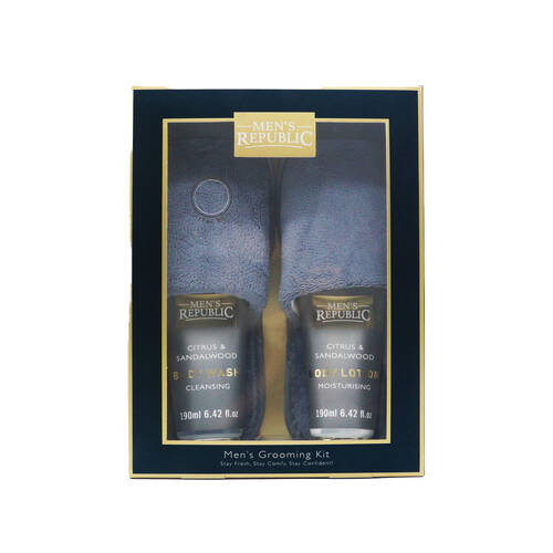 Men’s Republic Grooming and Slippers Kit for Comfort and Relaxation - Grey