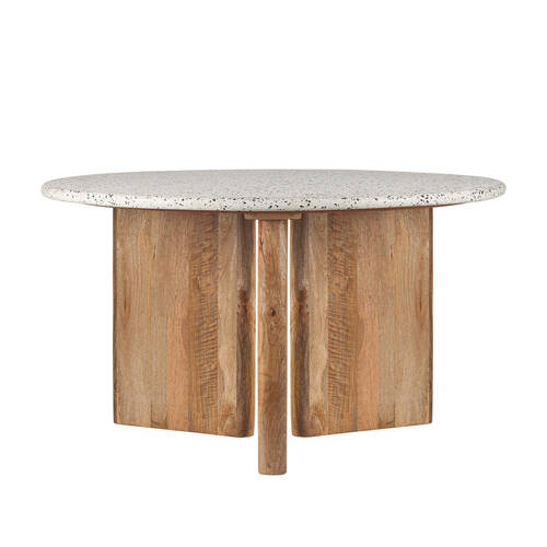 Belle Bonnie Terrazzo/Wood Dining Table 140x140cm - White/Natural