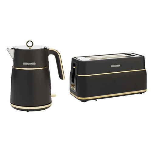 Morphy Richards Signature Soft Gold Kettle 2200W & Toaster 1800W 4 Slice - Black