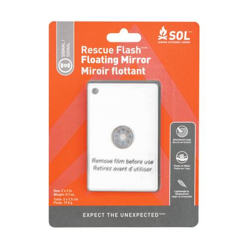 SOL Rescue Flash Signal Mirror 3M Reflective Aiming Aid Unbreakable 5cm x 7.5cm