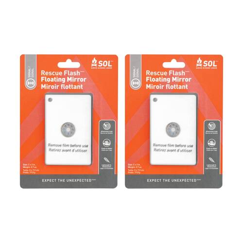 2PK SOL Rescue Flash Signal Mirror 3M Aiming Aid Unbreakable 5cm x 7.5cm