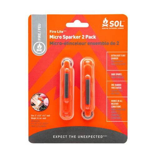 2pc SOL Fire Lite Micro Sparker Windproof Compact Emergency Starter