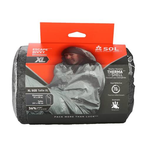 SOL Escape Bivvy XL Heat Reflective Breathable Weatherproof Shelter With Hood