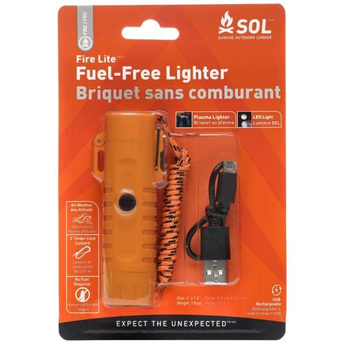 SOL Fire Lite Fuel-Free Lighter Dual Arc USB Rechargeable Waterproof 100lm LED