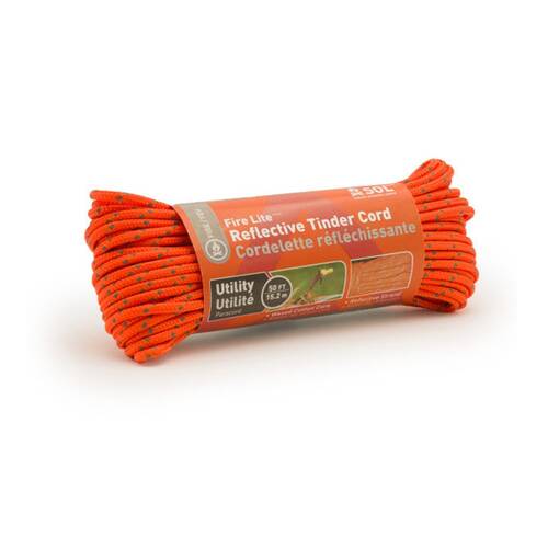 SOL Tinder Cord Reflective Fire Starter Utility Paracord 50 Ft High Visibility