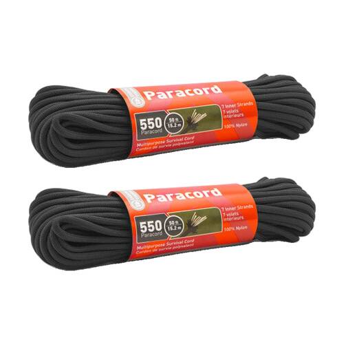 2PK SOL Paracord 550 Strength Nylon 7 Inner Strands Multipurpose 50 Ft