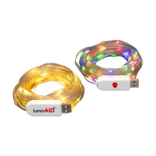 2pc LuminAID USB String Lights 10m 100 Led Warm White And Multicolour