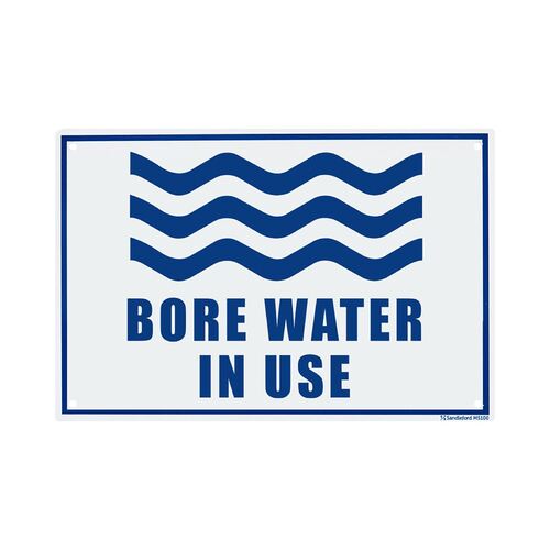 Bore Water In Use Medium Sign 200x300x1mm Polypropylene