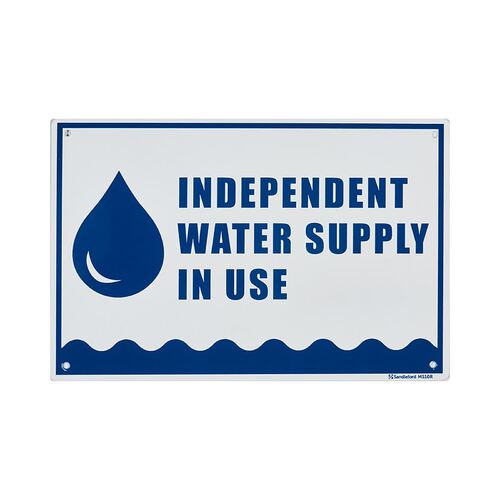 Independant Water Supply In Use Medium Sign 200x300x1mm Polypropylene