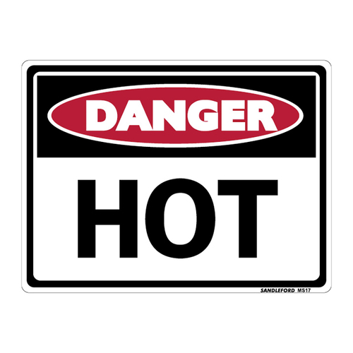 Danger Hot Medium Sign 225x300x1mm Polypropylene