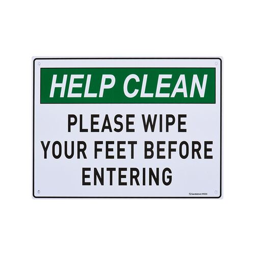 Please Wipe Your Feet Before Entering Medium Sign 200x300x1mm Polypropylene