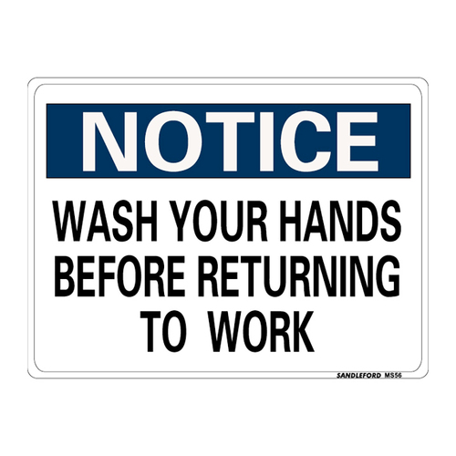 Wash Your Hands Before Returning To Work Medium Sign 225x300x1mm Polypropylene
