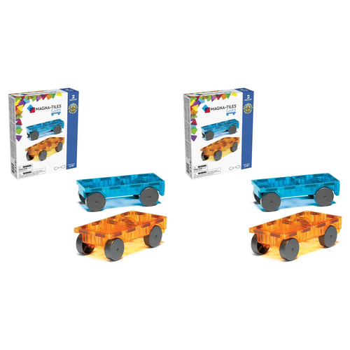 4pc Magna-Tiles Cars Expansion Set 3y+ - Blue/Orange