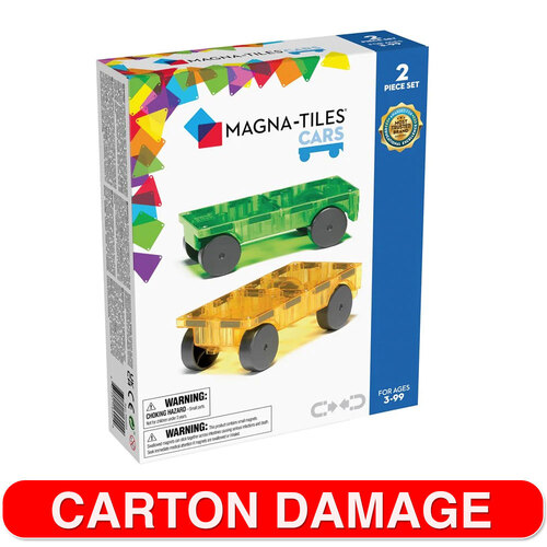 2pc Magna-Tiles Cars Magnetic Construction Toy Expansion Set Green & Yellow 3y+