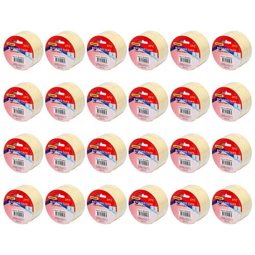 24x 2pc Toolrich Masking/Painters Adhesive Tape Roll 24mmx18.3m White