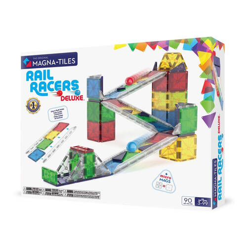 90pc Magna-Tiles Children's Deluxe Rail Racers Magnetic Building Set 3Y+