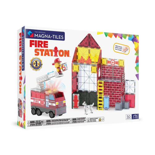 50pc Magna-Tiles Children's Fire Station Magnetic Building Set 3Y+