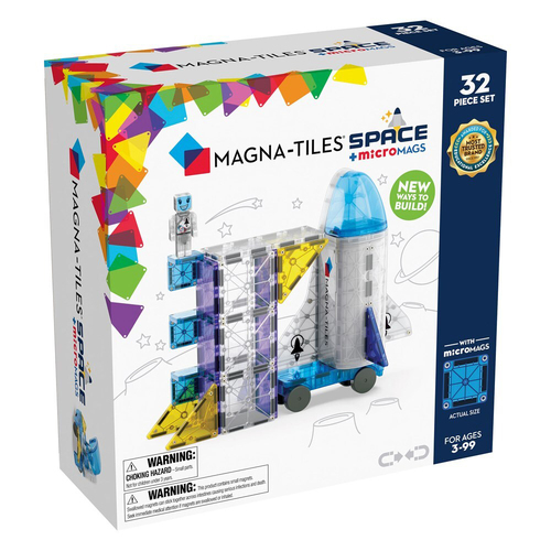 32pc Magna-Tiles Space + microMAGS Set Building Toy 3+