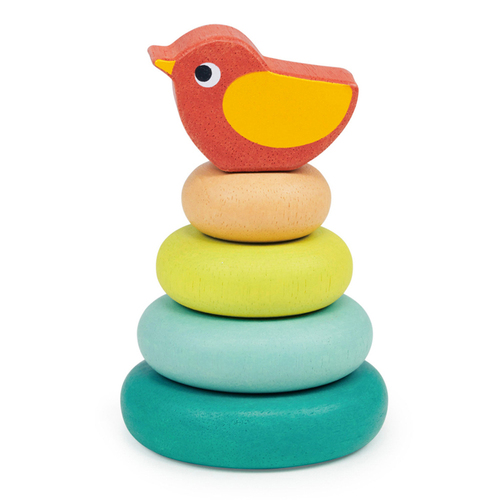 Mentari Stacking Tree w/ Bird 7x10cm Wooden Toy 12m+