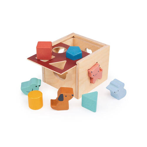 Mentari Bambino Shape Sorting Cube Interactive Play Wooden Toy 2y+