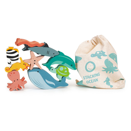 Mentari Happy Stacking Ocean Set w/ Bag 20x20cm Wooden Toy 2y+
