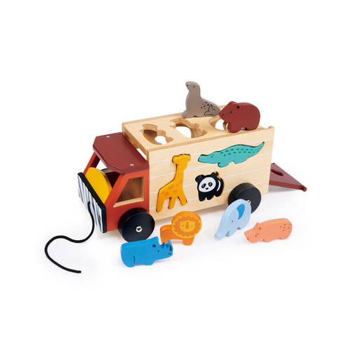 Mentari Shape Sorting Safari Truck Wooden Toy 2y+