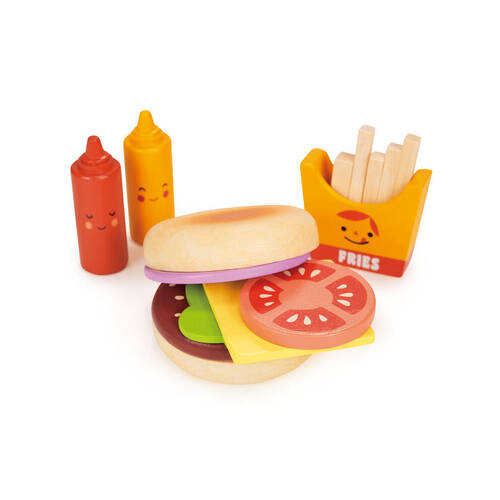 Mentari Takeout Burger Set Pretend Play Wooden Toy 3y+