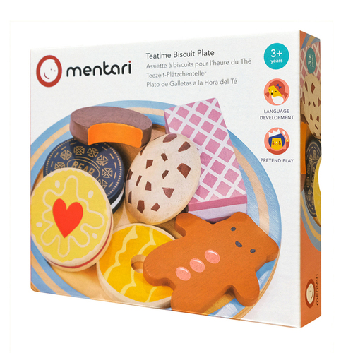 Mentari Teatime Biscuit Plate Playset 16x16cm Wooden Toy 3y+