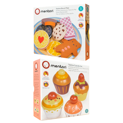 4pc Mentari Teatime Cupcake & Biscuit Plate Wooden Toy Set 3y+