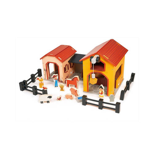 Mentari Billy's Barnyard Kids Wooden Animal Farm Playset 3y+