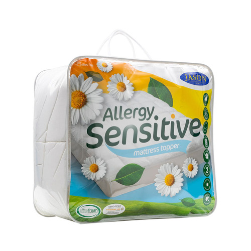 Jason Queen Bed Allergy Sensitive Washable Topper - White