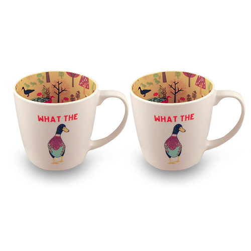 2PK What the Duck Inside Out Tea/Coffee Novelty Gift Mug 400ml