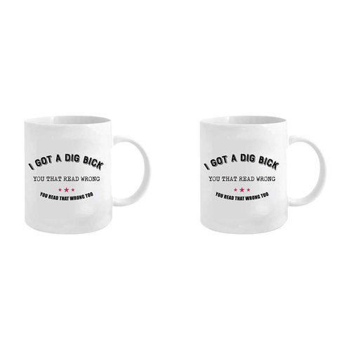 2PK I Got a Dig Bick 360ml Ceramic Coffee/Tea Drink Mug w/ Handle