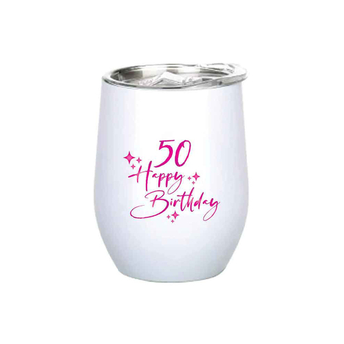 50th Birthday 360ml S/S Vacuum Insulated Tumbler Mug Double Walled Pink