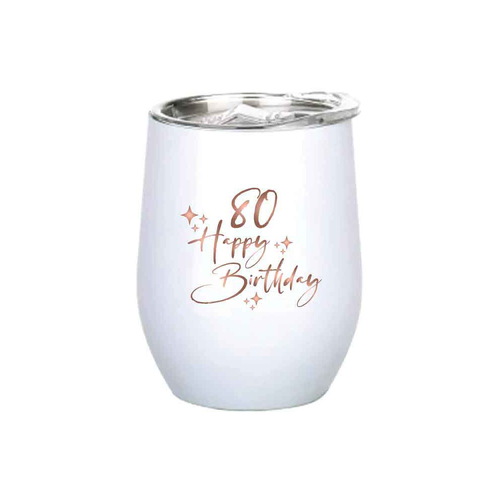 80th Birthday 360ml S/S Vacuum Insulated Tumbler Double Walled Rose Gold