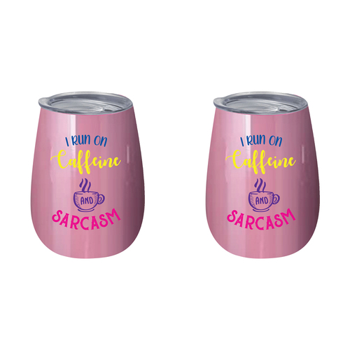 2PK I Run On Caffeine & Sarcasm 360ml S/S Insulated Tumbler Double Walled Mug