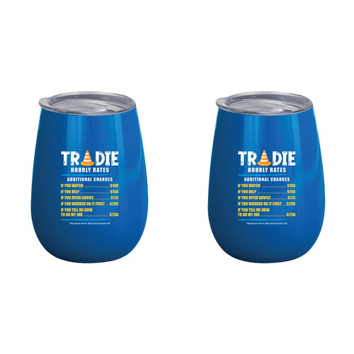 2PK Tradie Hour Rates 360ml S/S Vacuum Insulated Tumbler Double Walled Mug