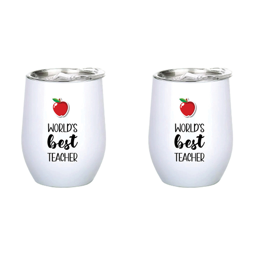 2PK World's Best Teacher 360ml S/S Vacuum Insulated Tumbler Double Walled Mug
