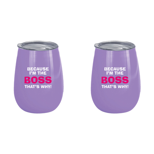 2PK Because I'm the Boss 360ml S/S Vacuum Insulated Tumbler Double Walled Mug
