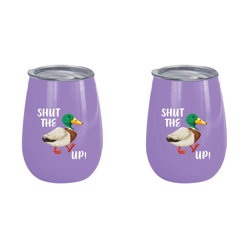2PK Shut The Duck Up 360ml S/S Vacuum Insulated Tumbler Double Walled Mug