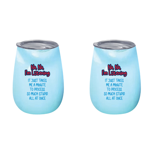 2PK No I'm Listening 360ml Stainless Steel Double Walled Insulated Mug