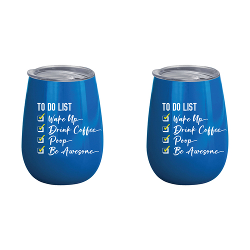 2PK To Do List 360ml Stainless Steel Double Walled Insulated Mug