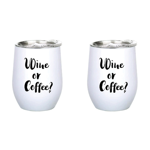 2PK Wine Or Coffee 360ml Stainless Steel Double Walled Insulated Mug