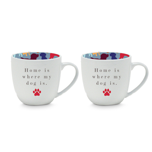 2PK Home Is My Dog Inside Out Tea/Coffee Novelty Gift Mug 400ml Drinking Cup
