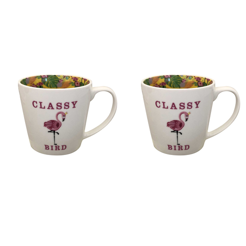 2PK Classy Bird Inside Out 410ml Ceramic Coffee/Tea Mug w/ Handle