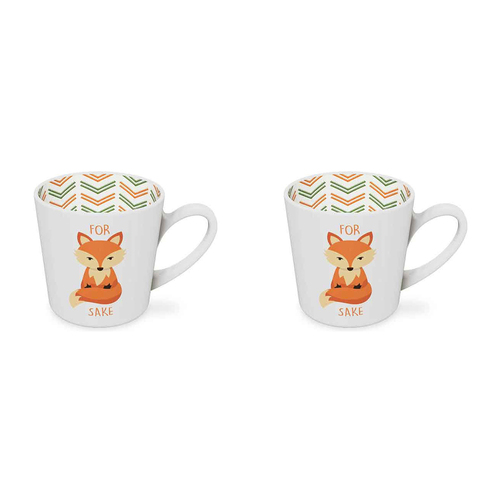 2PK For Fox Sake Beautiful on the Inside 420ml/10cm Ceramic Mug w/ Handle