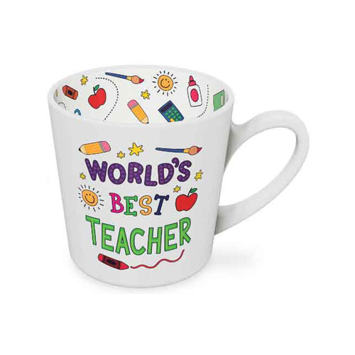 World's Best Teacher Beautiful on the Inside 420ml Ceramic Mug w/ Handle
