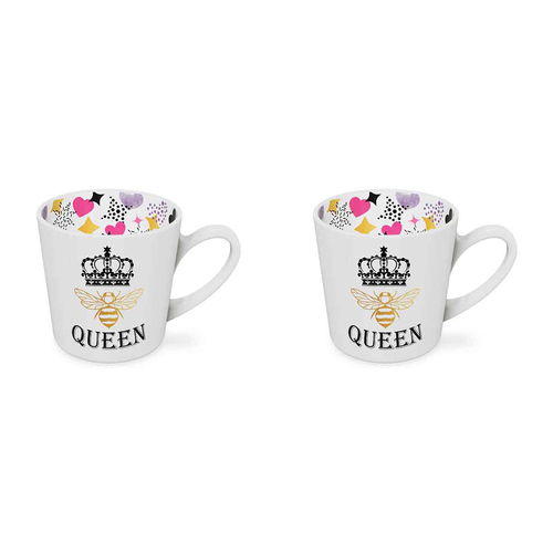 2PK Queen Bee Beautiful on the Inside 420ml/10cm New Bone China Mug