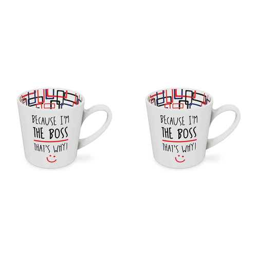 2PK Because I'm the Boss Beautiful on the Inside 420ml/10cm New Bone China Mug