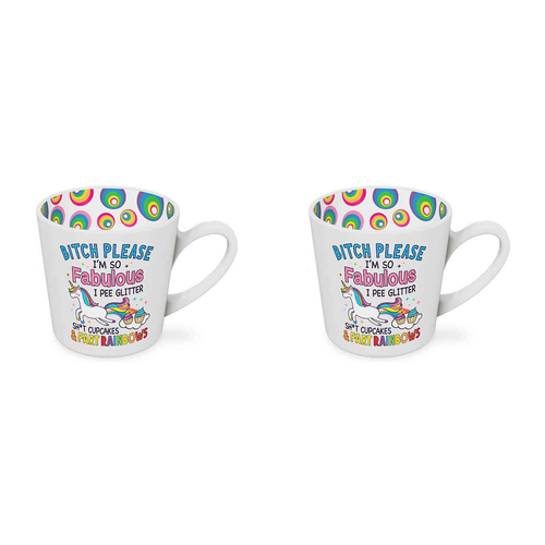 2PK B*tch Please Im So FabBeautiful on the Inside 420ml/10cm New Bone China Mug